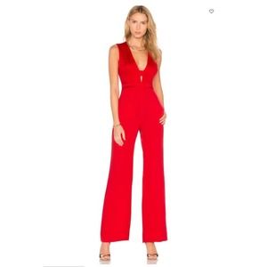 Diane Von Furstenberg Kyara Tux Red Cocktail Jumpsuit Size 4